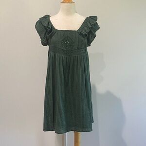 Dark Green Ruffled Sleeve Babydoll Dress - ba&sh